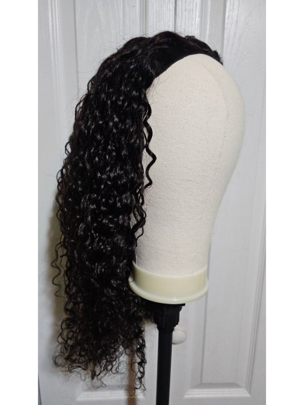 22 inch Water Wave Half Wig Human Hair 200 Density Drawstring 3 in 1 Seamless
